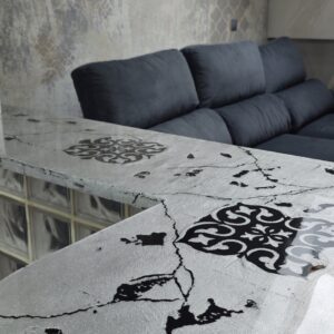 Encimera hecha con la técnica de Pan de Plata